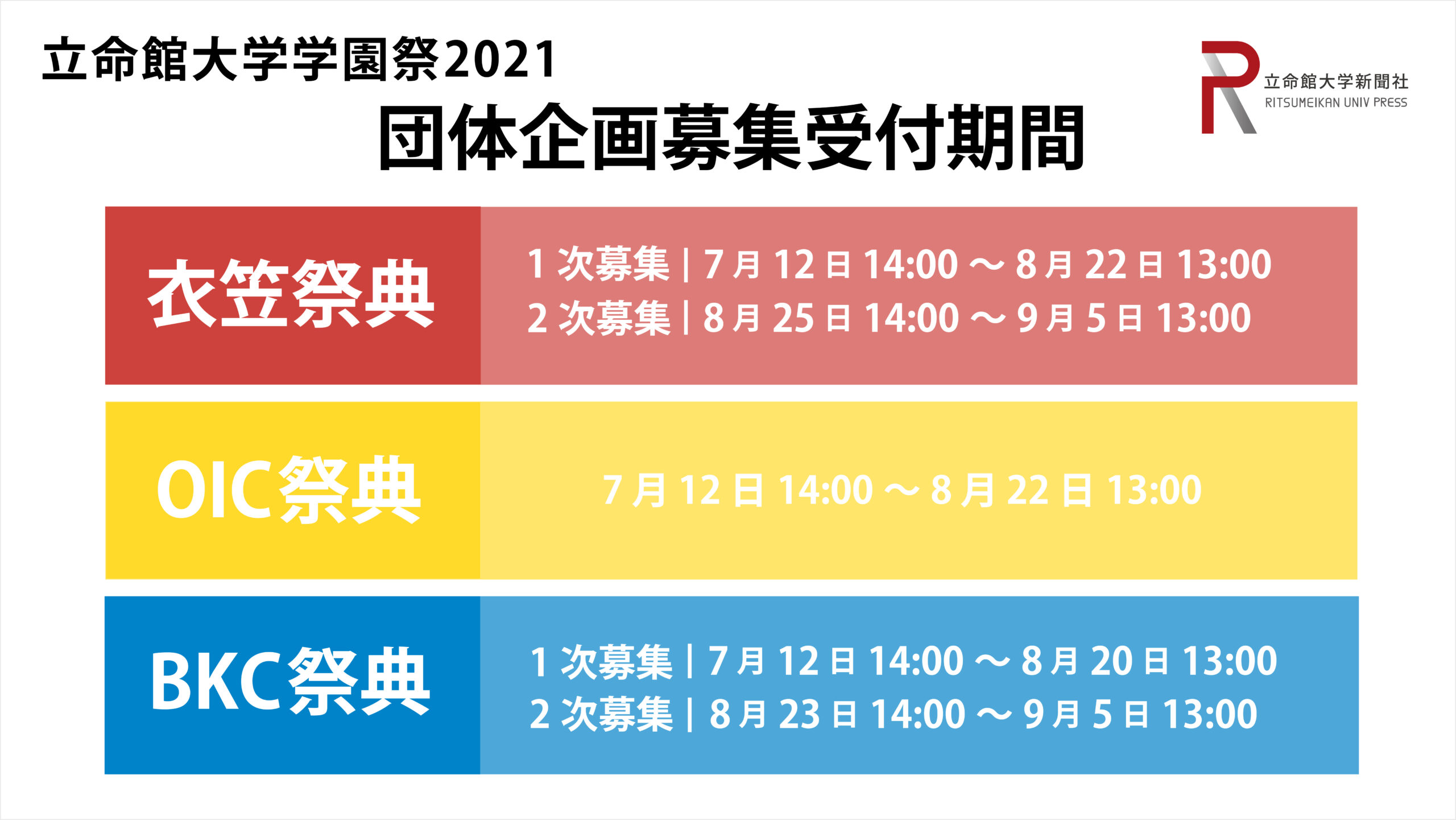 21年度学園祭 日程決まる 立命館大学新聞社