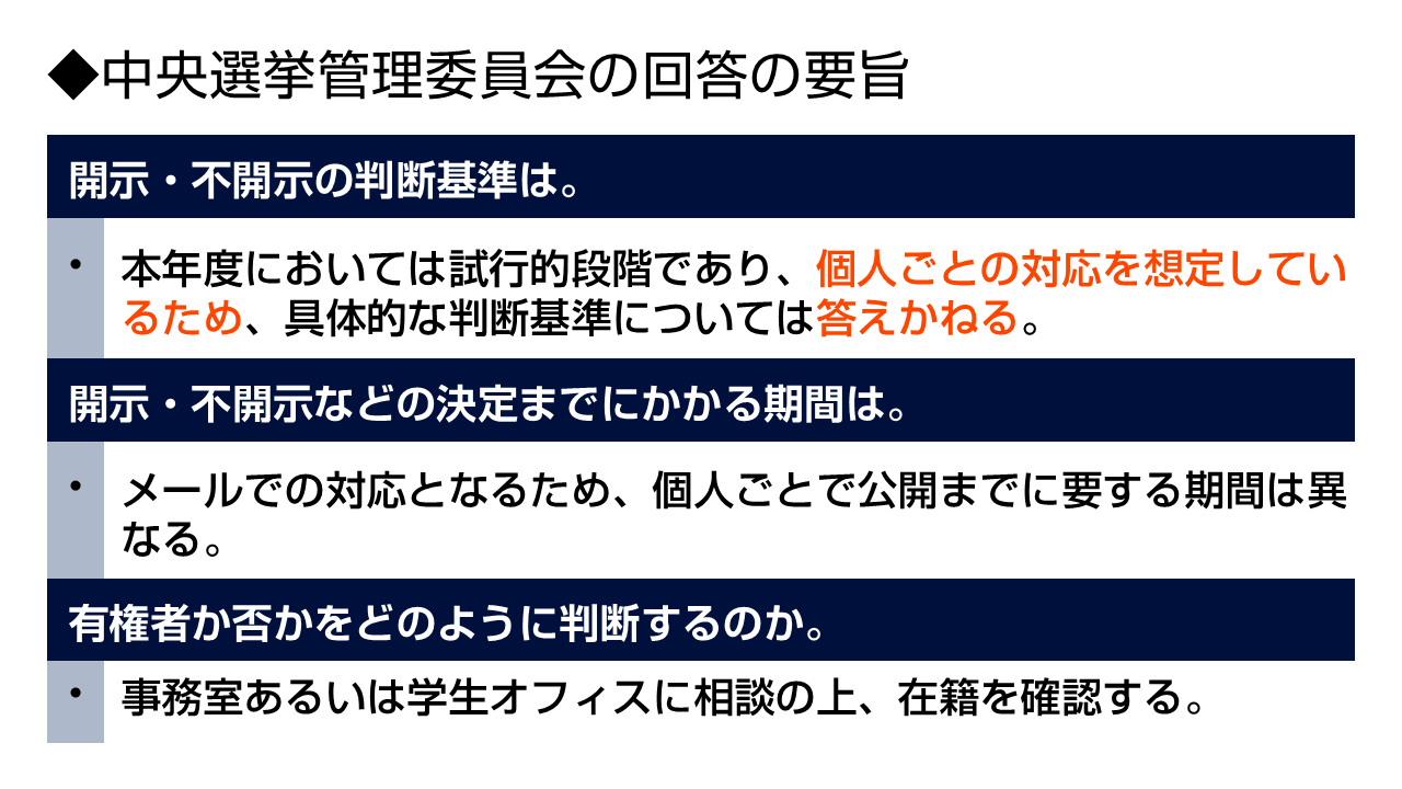 推薦人名簿不開示の判断基準「答えかねる」 「個人ごとに対応」が理由 